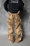 Heavy camo wide leg cargo pants