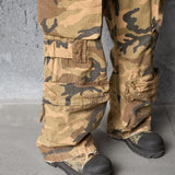 Heavy camo wide leg cargo pants