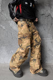 Heavy camo wide leg cargo pants