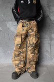 Heavy camo wide leg cargo pants